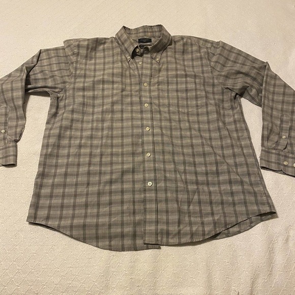 Dockers Stain Defender Gray Plaid Button Down Men’s Shirt Size XL Preppy - Picture 1 of 16